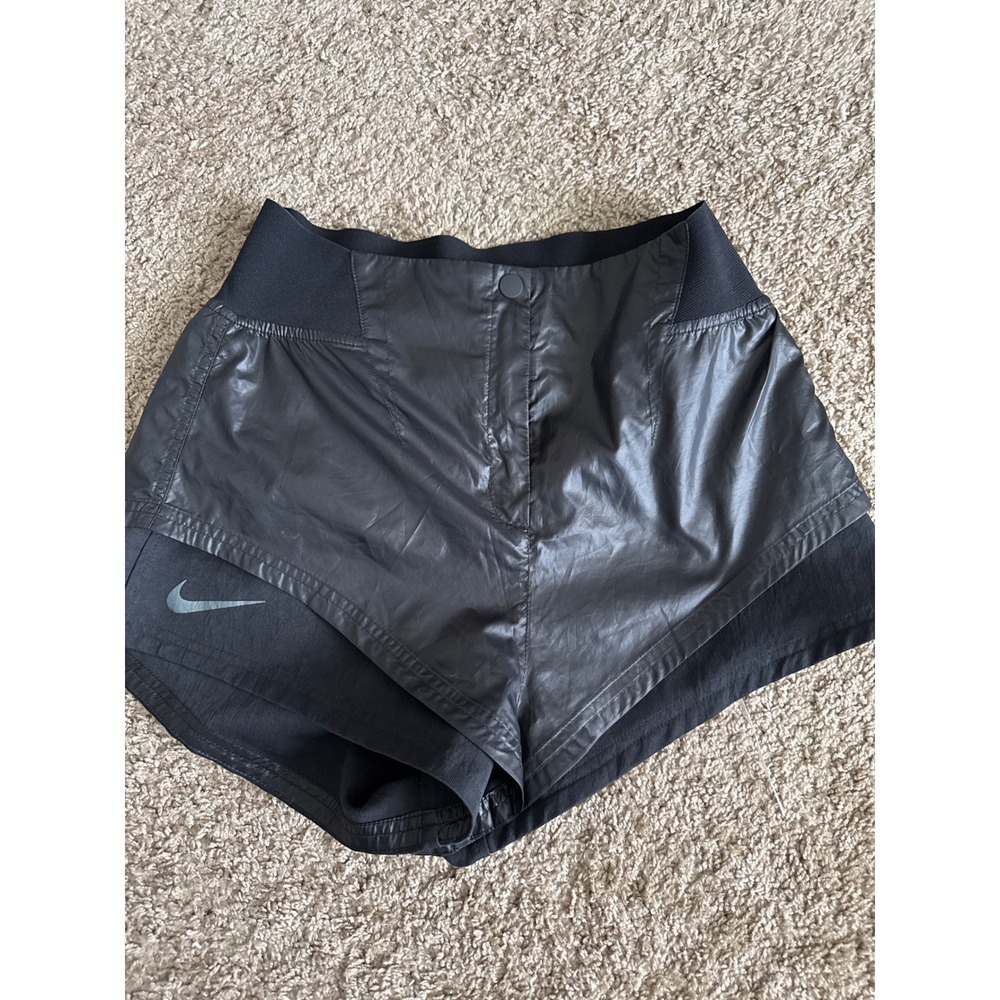 Nike Women's Running Shorts Black High Waist Layered Athletic Small